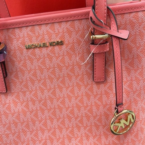 Michael Kors Jet Set Travel XS Carryall Tote Top Zip Tote Grapefruit - Picture 5 of 16